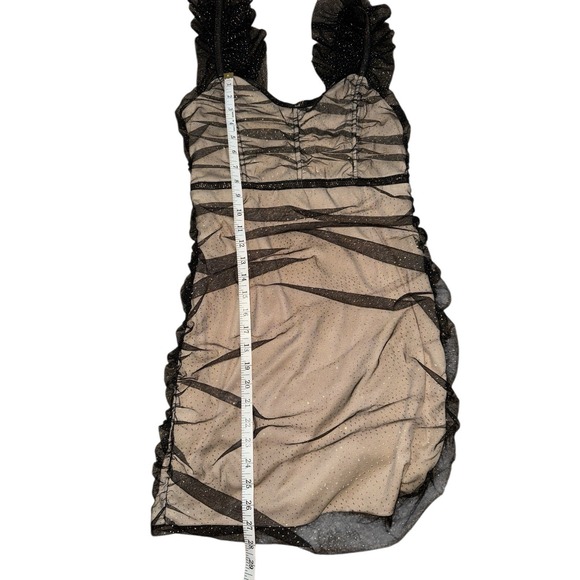 Lulus Dress Sz L Dazzling Black Beige Metallic Bodycon Mini Whimsigoth Fairy - Picture 9 of 12